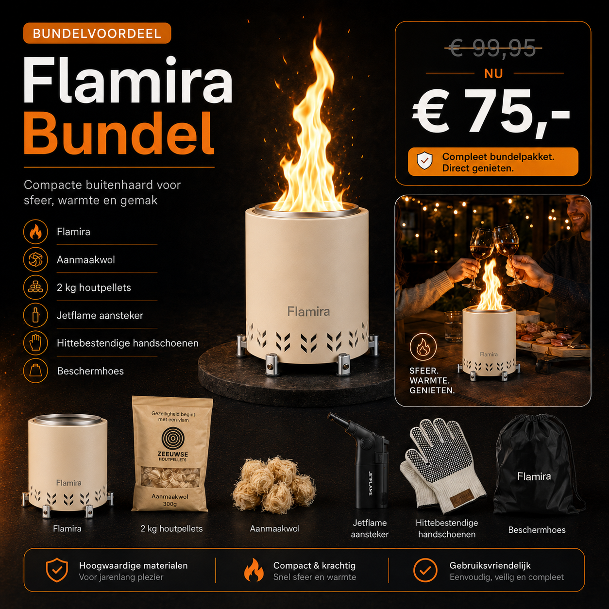 Flamira ronde pellet sfeer kachel - BEIGE - COMBI pakket afbeelding 2